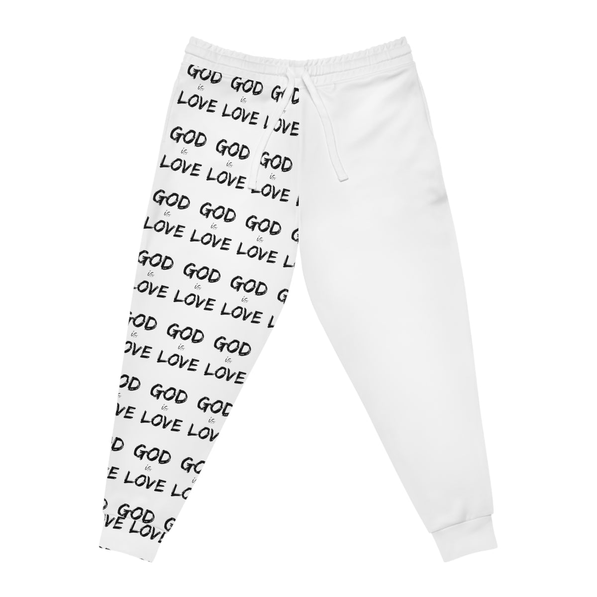 Blk&Wh God is Love Athletic Joggers (AOP)