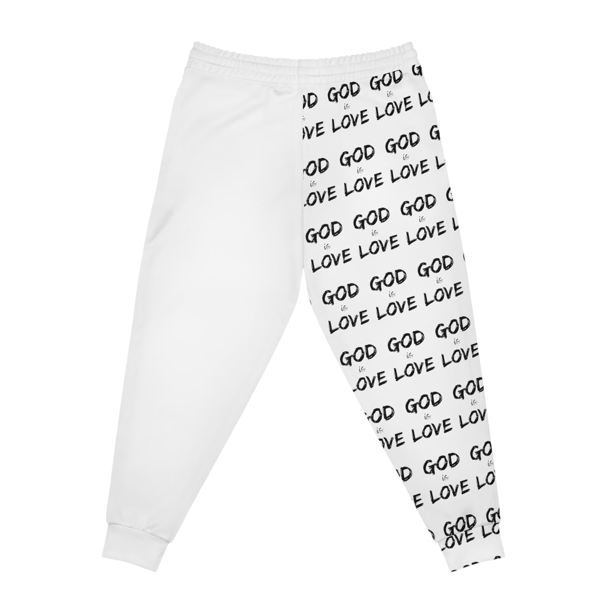 Blk&Wh God is Love Athletic Joggers (AOP)